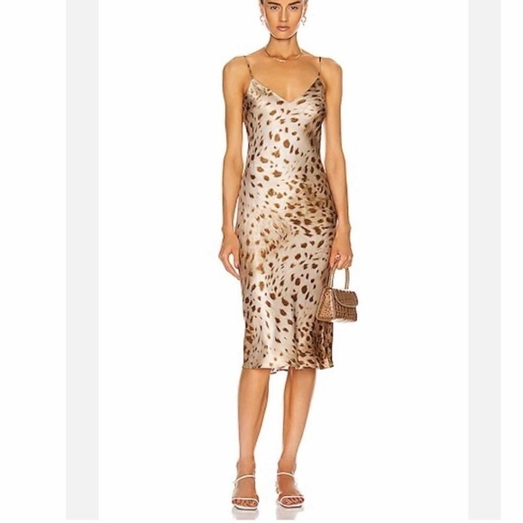 L’AGENCE Jodie V Neck Slip Silk Dress Size XS Cacao
